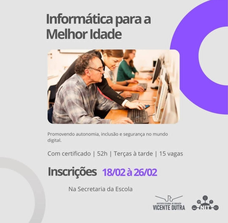 Informática para a Melhor Idade no IEE Vicente Dutra