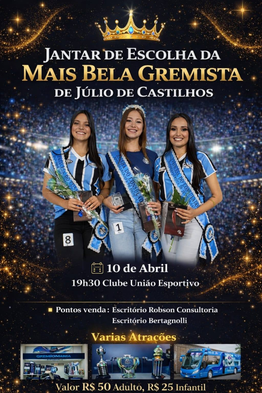 Jantar de escolha Mais Bela Gremista de Júlio de Castilhos 2026