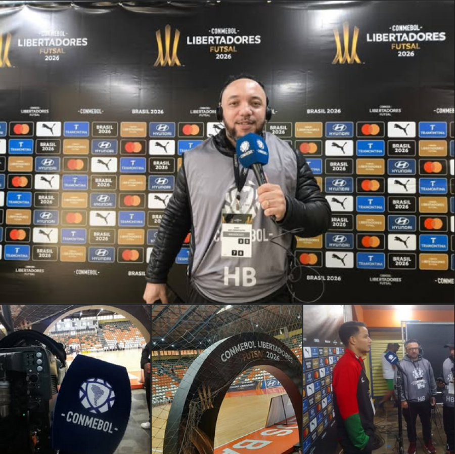 DA TERRA DE JÚLIO DE CASTILHOS PARA O MUNDO: VAGNER SANTOS BRILHA NA TRANSMISSÃO DA LIBERTADORES DE FUTSAL