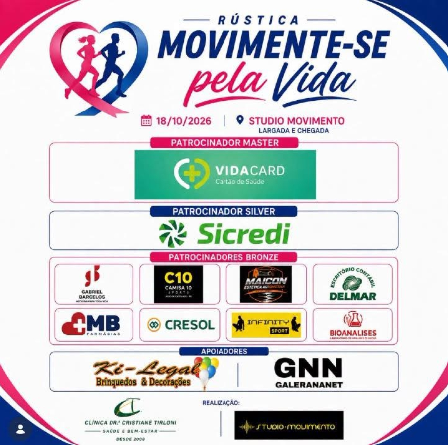 🏃♀️💗💙 VEM AÍ A RÚSTICA MOVIMENTE-SE PELA VIDA! 💙💗